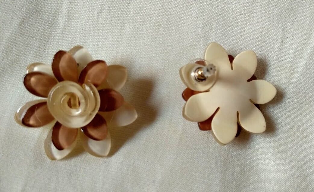 Pendientes acetato mujer forma de flor cierre presión Nuevos - Imagen 5