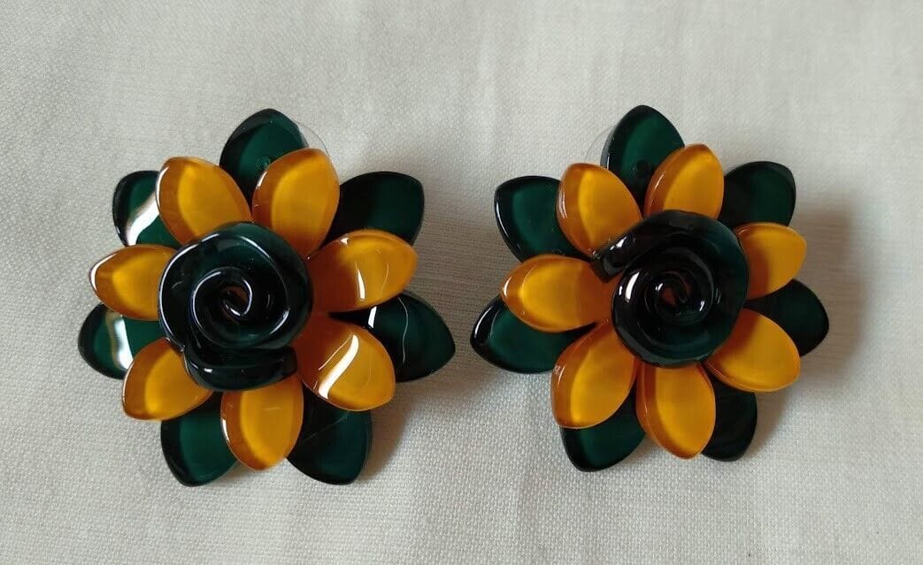 Pendientes acetato mujer forma de flor cierre presión Nuevos - Imagen 8