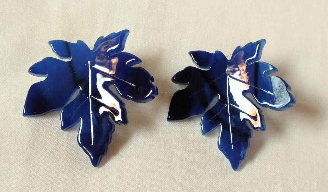 Pendientes mujer en acetato con forma de hoja cierre de presión Nuevos - Imagen 9