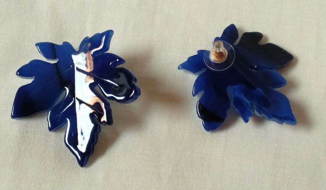 Pendientes mujer en acetato con forma de hoja cierre de presión Nuevos - Imagen 5