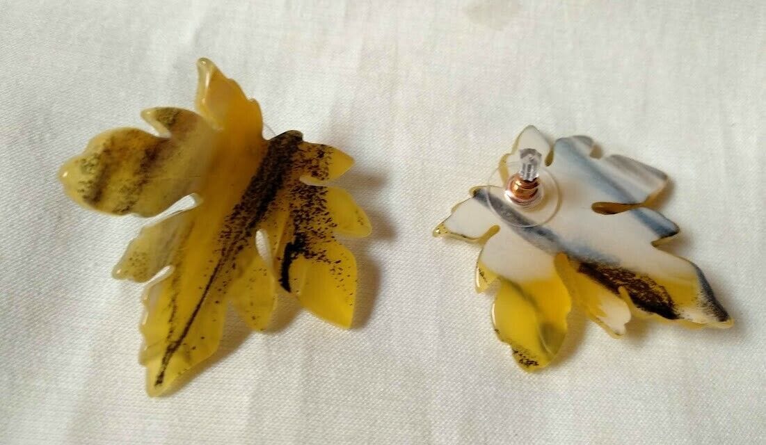 Pendientes mujer en acetato con forma de hoja cierre de presión Nuevos - Imagen 3
