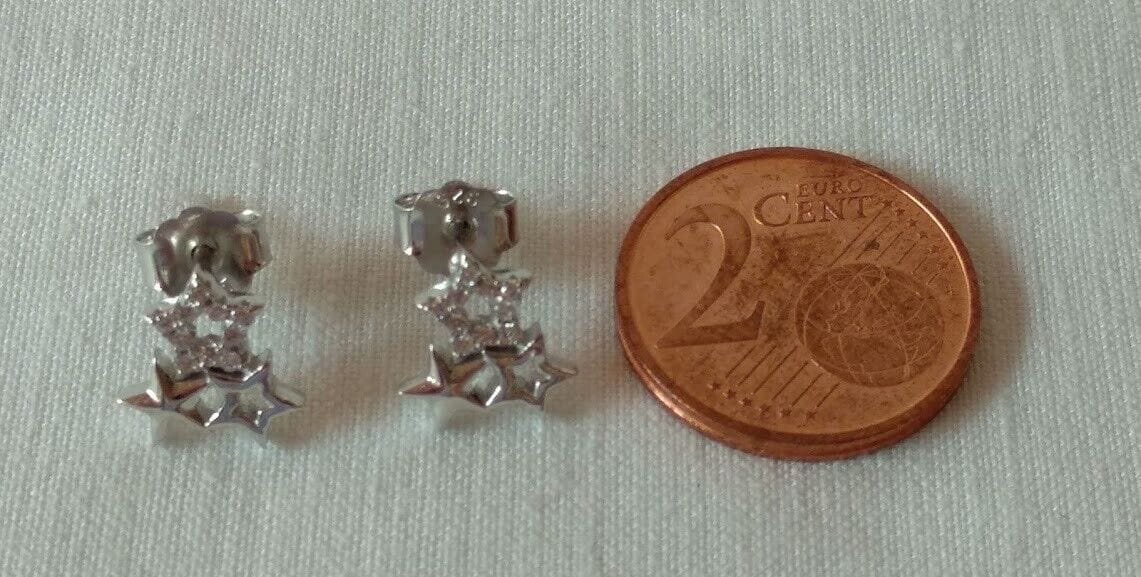 Pendientes Plata de Ley 3 estrellas presión Nuevos - Imagen 4