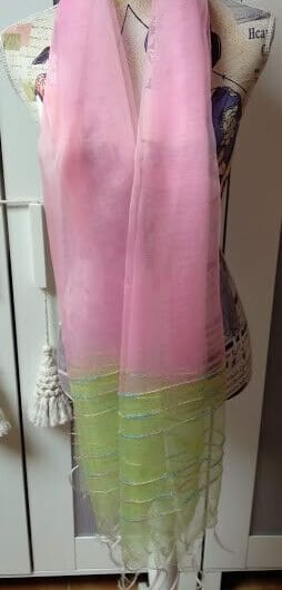 Fular 100% seda combinado colores con cuentas de cristal (134)