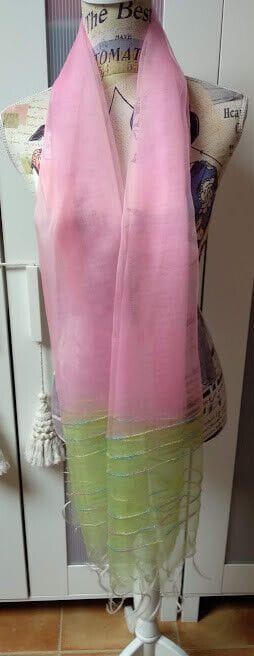 Fular 100% seda combinado colores con cuentas de cristal (134)
