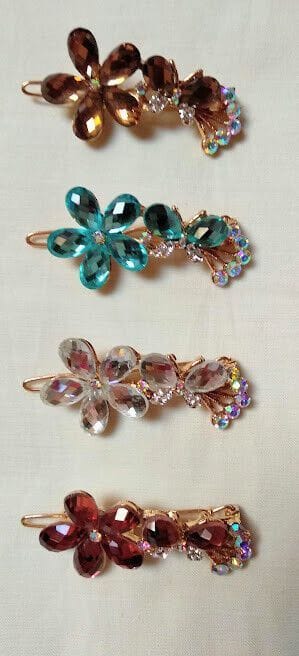 Pasador pelo color dorado mujer piedras de colores Nuevo