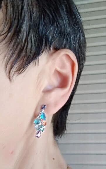 Pendientes Plata de Ley con piedras multicolor presion Nuevos - Imagen 7