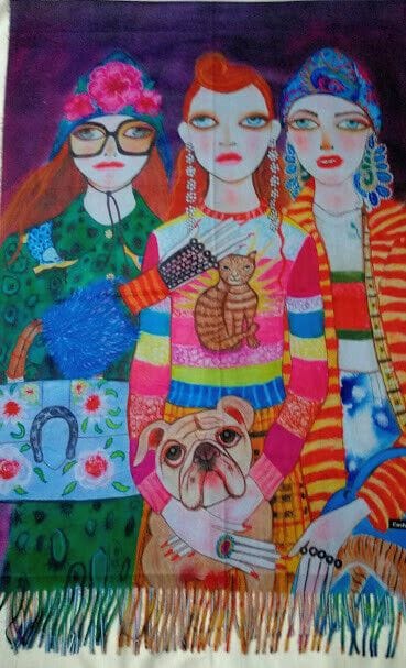 Pasmina Cashmere estampado trio Nuevo con etiquetas (105) - Imagen 4