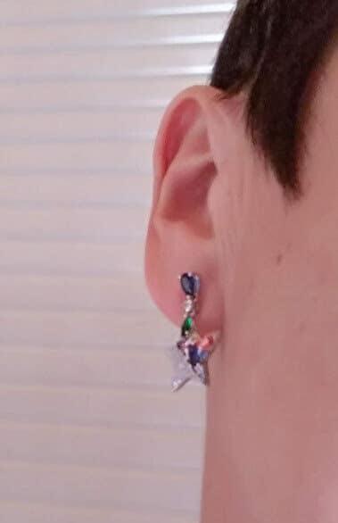 Pendientes Plata de Ley rodiada largos estrella piedras Presión Nuevos - Imagen 6