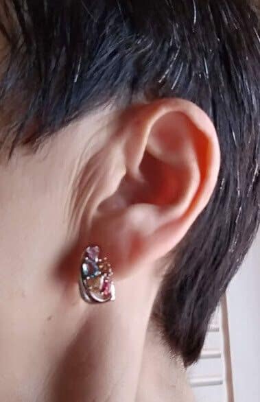 Pendientes Plata de Ley con piedras multicolor Omega Nuevos - Imagen 3