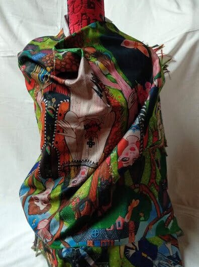 Pasmina Cashmere estampado figuras bosque Nuevo con etiquetas (105)