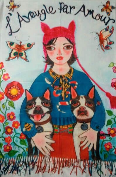 Pasmina Cashmere estampado chica con perros Nuevo con etiquetas (105) - Imagen 4