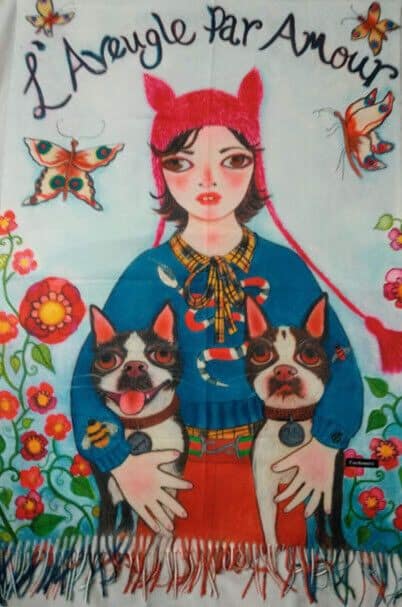 Pasmina Cashmere estampado chica con perros Nuevo con etiquetas (105) - Imagen 6