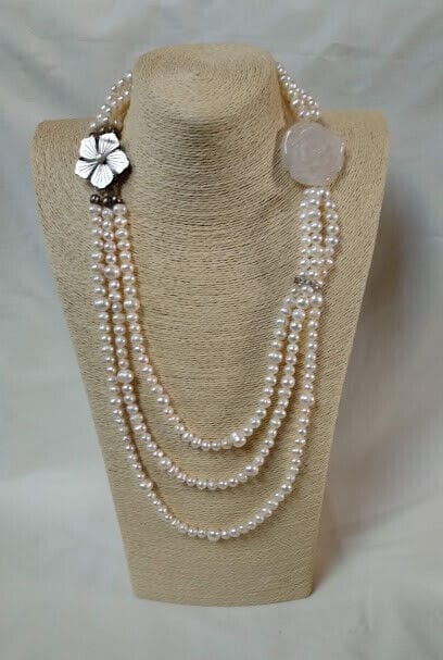 Collar perlas barrocas naturales con madreperla Nuevo con etiquetas(105)