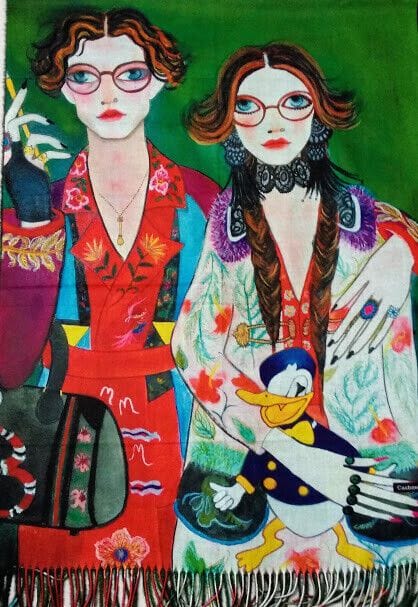 Pasmina Cashmere estampado pareja Nuevo con etiquetas (105) - Imagen 3