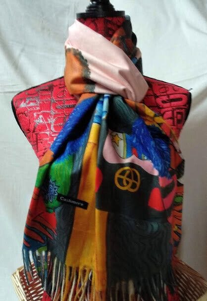 Pasmina Cashmere estampado madre con 2 niños  Nuevo con etiquetas (105) - Imagen 6