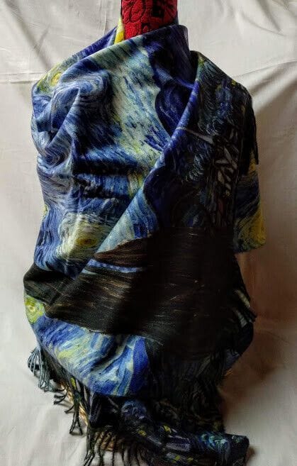 Pasmina Cashmere estampado inspirado cuadro van Gogh Nuevo con etiquetas (105)