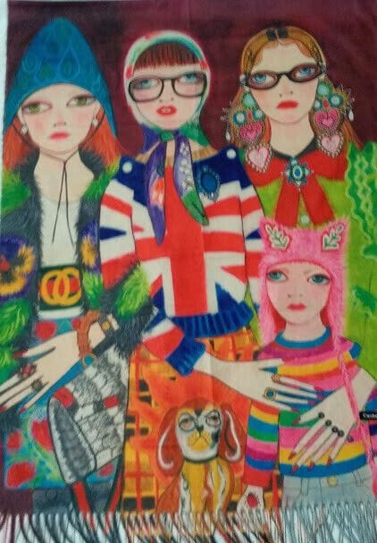 Pasmina Cashmere estampado chicas Nuevo con etiquetas (105) - Imagen 4