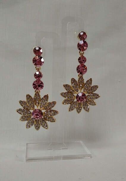 Pendientes mujer fantasía largos con pedrería cierre de presión Nuevos (104) - Imagen 3