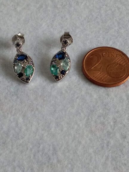 Pendientes Plata de Ley lagrima con piedras presión Nuevos - Imagen 4