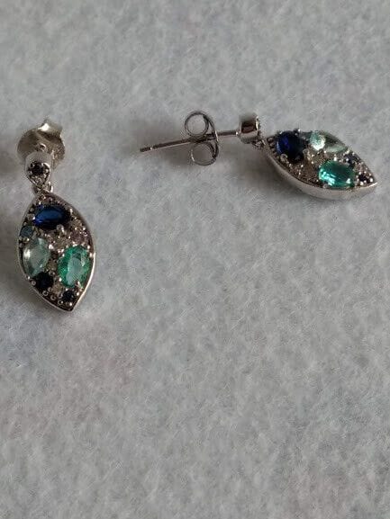 Pendientes Plata de Ley lagrima con piedras presión Nuevos - Imagen 5