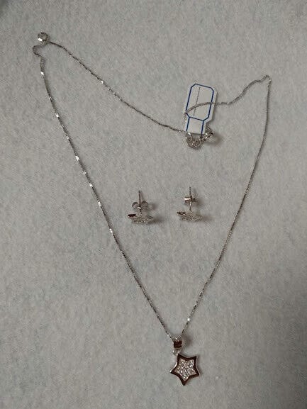 Pendientes y gargantilla en Plata de Ley Estrella con circonitas Nuevos - Imagen 3