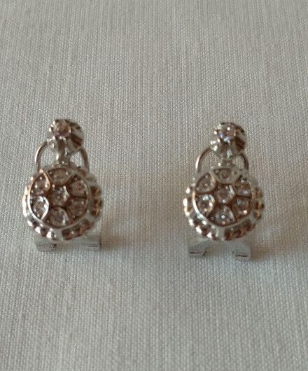 Pendientes tipo Vintage Plata de Ley rodiada con circonitas Omega Nuevos