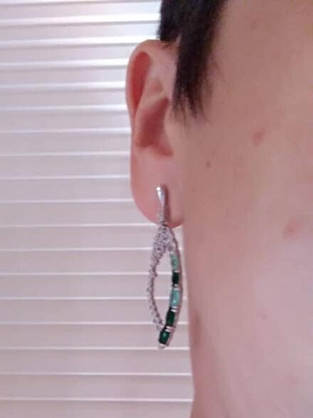 Pendientes Plata de Ley rodiada piedras verdes y blancas Presión Nuevos - Imagen 7