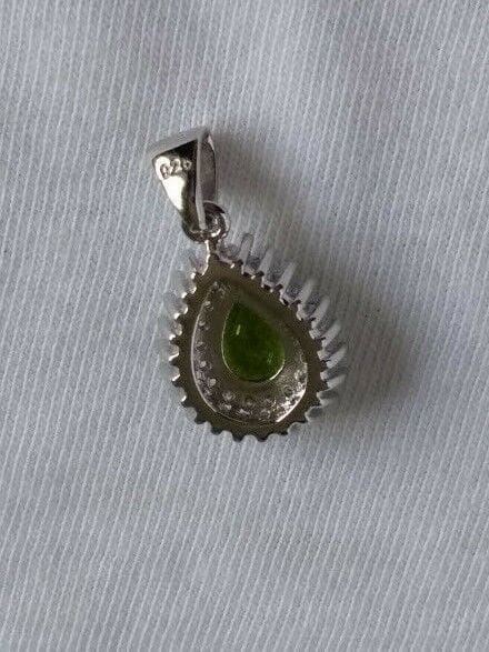 Colgante forma lagrima piedra verde en Plata de Ley rodiada 925 Nuevo - Imagen 3