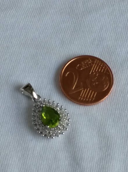 Colgante forma lagrima piedra verde en Plata de Ley rodiada 925 Nuevo - Imagen 4
