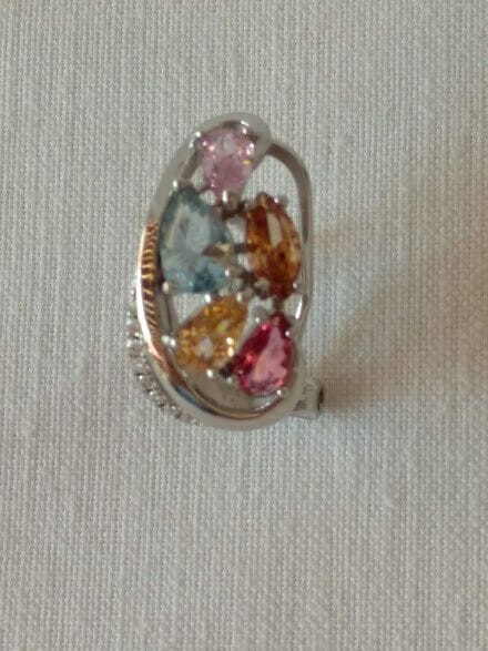 Pendientes Plata de Ley con piedras multicolor Omega Nuevos - Imagen 7