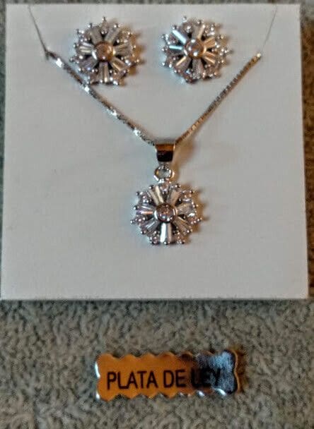 Pendientes y gargantilla estrella Plata de Ley Rodiada Nuevos (106) - Imagen 3