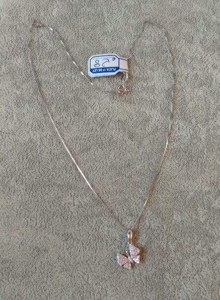 Collar con colgante de mariposa circonitas Plata de Ley Rodiada Nuevos (106) - Imagen 3