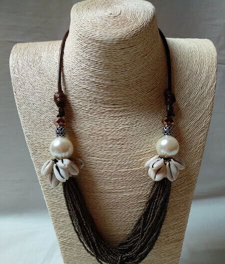 Collar étnico mujer con piedras,perlas y conchas Nuevo