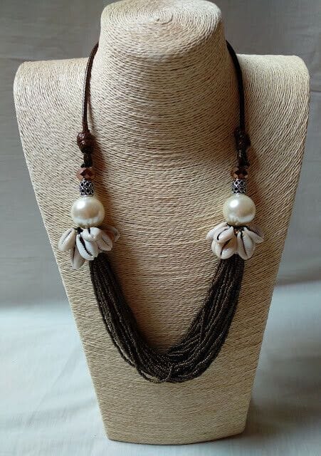 Collar étnico mujer con piedras,perlas y conchas Nuevo
