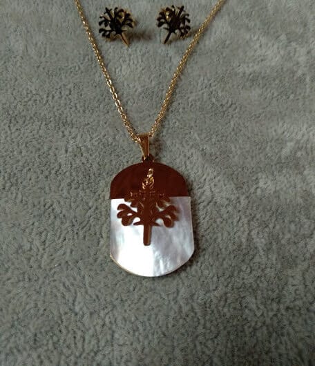 Collar gargantilla y pendientes  acero con baño dorado   Nuevos (106)