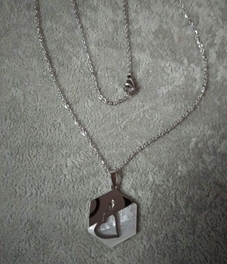 Collar gargantilla y pendientes  acero  con colgante  corazon Nuevos (106)
