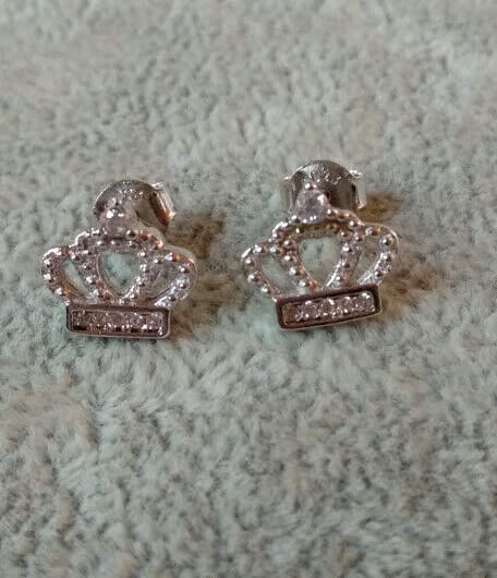 Pendientes Plata de Ley 3  corona real presión Nuevos (106)