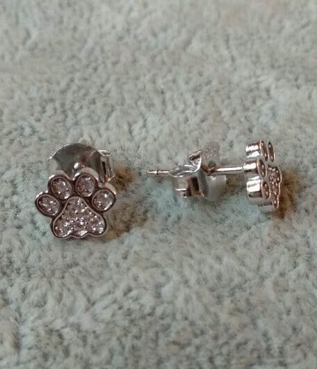 Pendientes Plata de Ley 3  huella perro presión Nuevos (106)