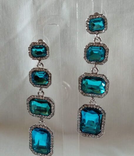 Pendientes mujer fantasía largos cristal cierre de presión Nuevos (106)