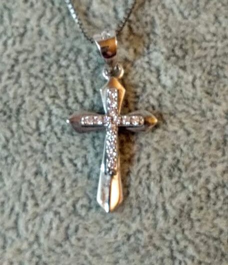 Collar con colgante con forma de cruz doble Plata de Ley Rodiada  Nuevos (106)