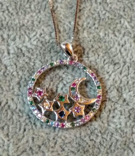 Collar con colgante redondo Plata de Ley Rodiada  Nuevos (106)