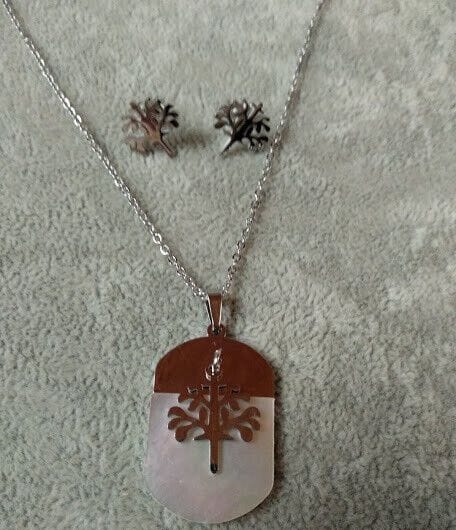 Collar gargantilla y pendientes  acero antialergico con colgante  Nuevos (106)