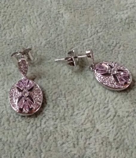 Pendientes bisuteria rodiada  piedras color Presión Nuevos (106)