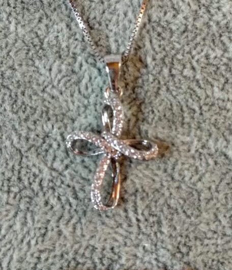 Collar con colgante con forma de cruz Plata de Ley Rodiada  Nuevos (106)