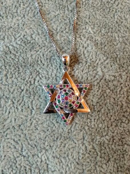 Collar con colgante  de estrella  con piedra Plata de Ley Rodiada  Nuevos (106)