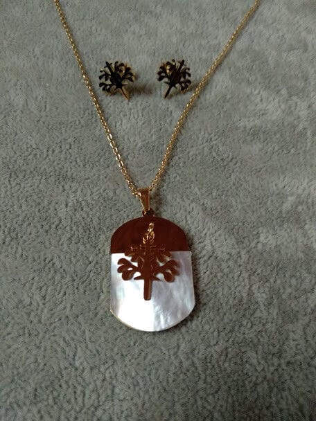 Collar gargantilla y pendientes  acero con baño dorado   Nuevos (106)