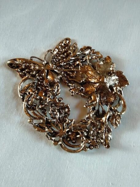 Broche vintage mariposa y flor cuajado piedras .Nuevo (106) - Imagen 3