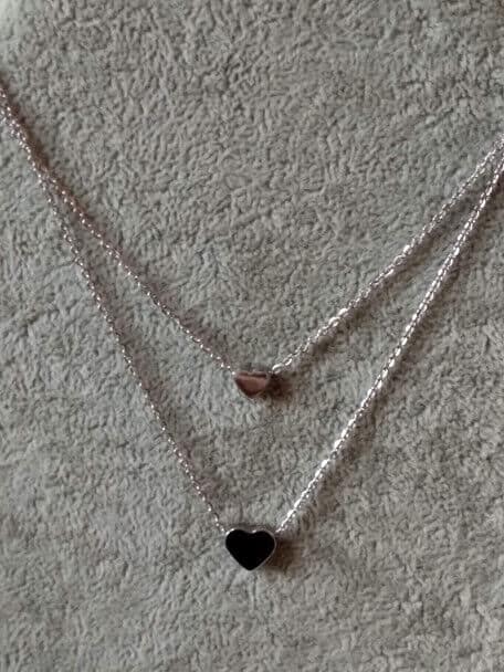 Collar gargantilla doble acero antialergico con colgantes corazon Nuevos (106)