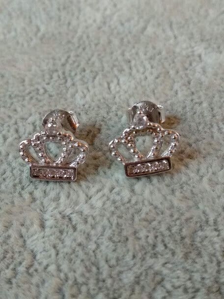 Pendientes Plata de Ley 3  corona real presión Nuevos (106)