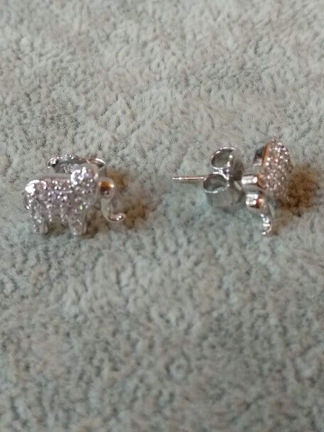 Pendientes Plata de Ley 3  elefante presión Nuevos (106) - Imagen 3
